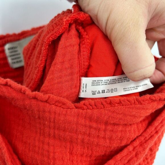 ANTHROPOLOGIE Saturday Sunday Red Orange Gauzy Isabel Tie Front Jumpsuit Medium - Picture 9 of 9